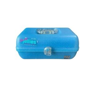 VTG Caboodles Jellies Cosmetics Organizer Model 2622 Light Blue Silver Glitter